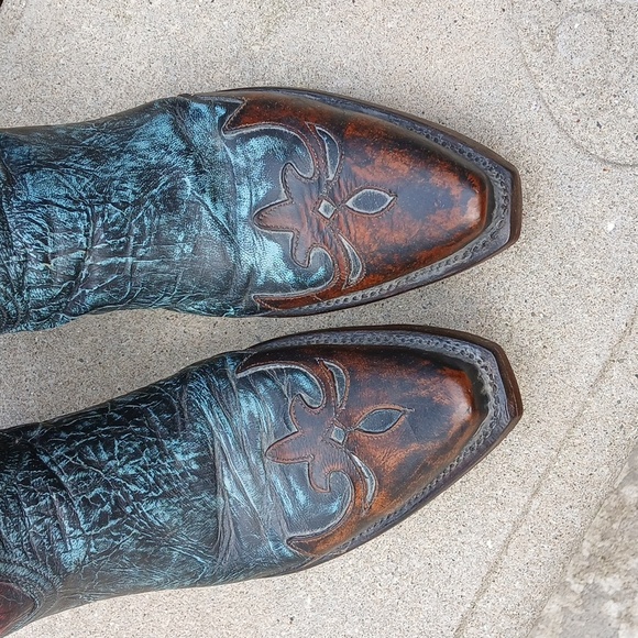 Lucchese Stonewashed Goat Cowgirl Boot Robins Egg N9320 sz 9 - Picture 2 of 16